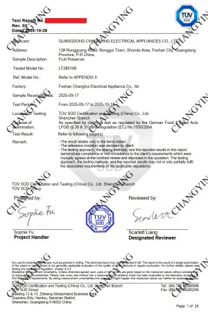 Guangdong Changying  factory audit and product certificates (TUV, GS, Intertek CE, BV) for global oven manufacturing